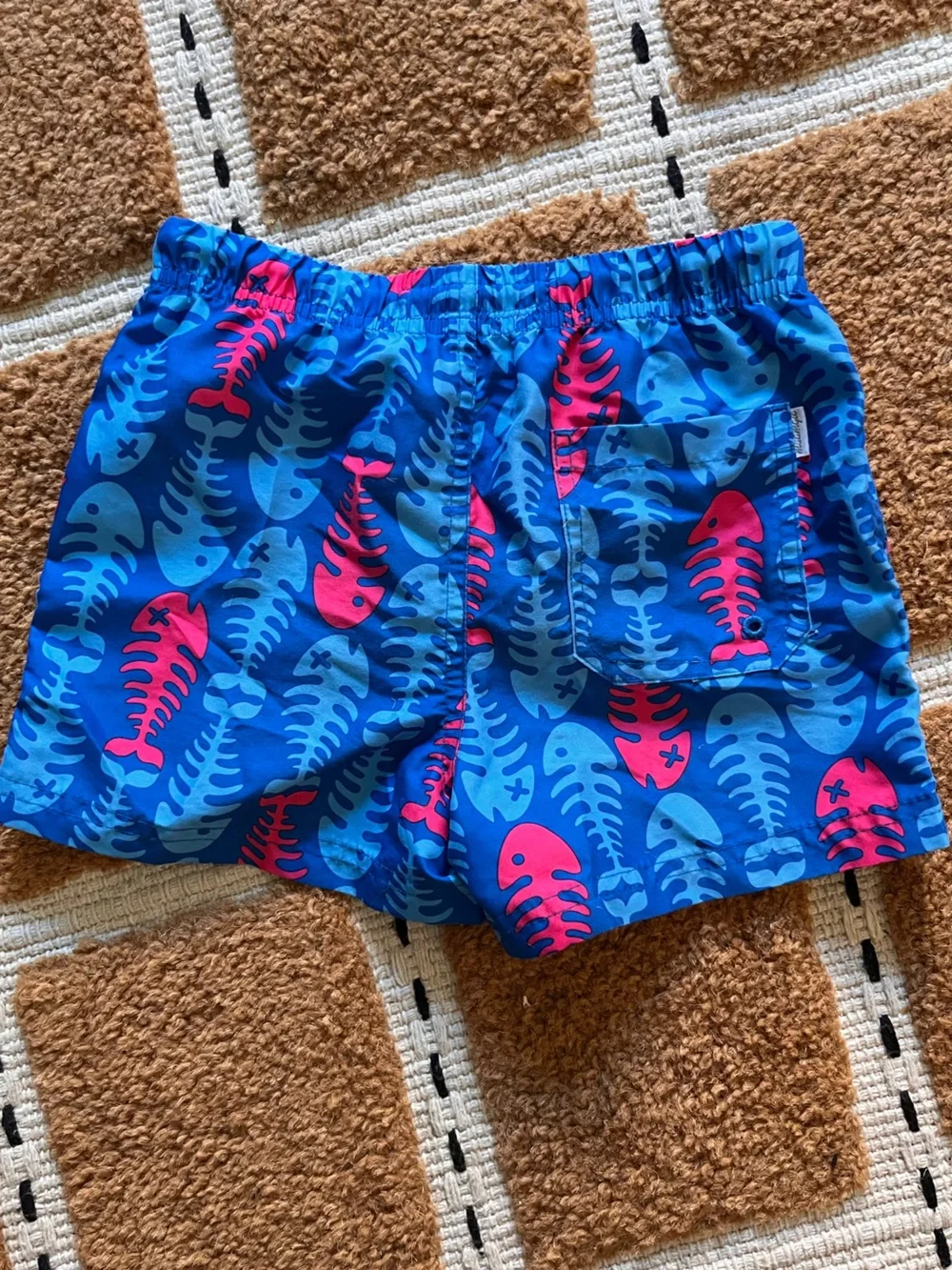 Maamgic Boys Blue Fishbone Print Swim Shorts Trunks 4T